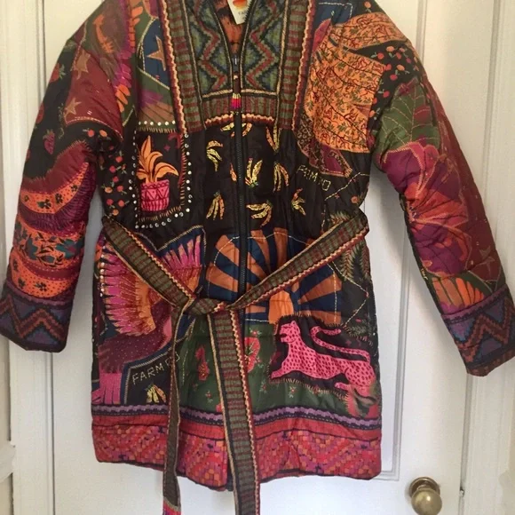 Farm Rio Crazy Mix Reversible Puffer Jacket Dopamine Tropical - Picture 13 of 13